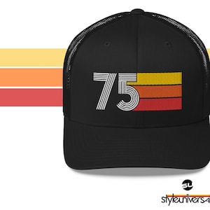 Regalo de cumpleaños número 75 a 50 para hombres y mujeres: gorra de camionero retro de 1975 para hombres y mujeres, bordado personalizado, gorra de cumpleaños para él o ella