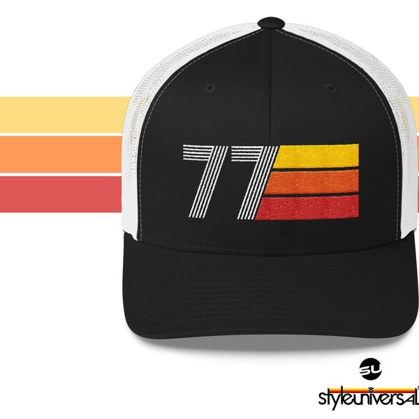 77 - 1977 Retro Trucker Hat for Men Women - Custom Embroidery - Birthday Hat for Him or Her