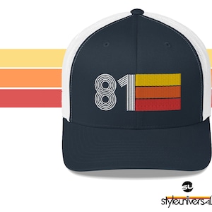 81 - 1981 Retro Trucker Hat for Men Women - Custom Embroidery - Birthday Hat for Him or Her