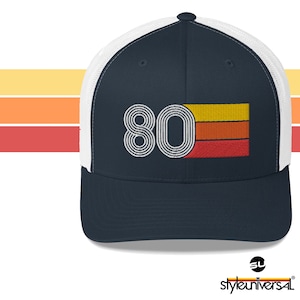 80 Retro 1980 Birthday Gift Hat Mens Womens Vintage Trucker Cap