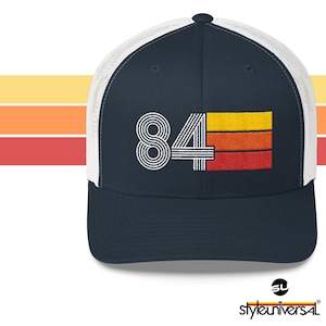 84 - 1984 Retro Trucker Hat for Men Women - Custom Embroidery - Birthday Hat for Him or Her