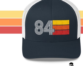 Gorra de camionero retro de 1984 para hombre y mujer, con bordado personalizado, ideal para cumpleaños.