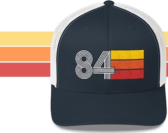 84 - 40th Birthday Gift for Women Men - 1984 Retro Trucker Hat for Men Women - Custom Embroidery - Birthday Hat for Him or Her