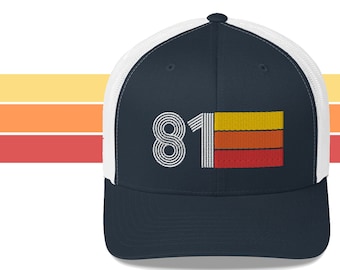 1981 Retro Embroidered Trucker Hat - Birthday Gift