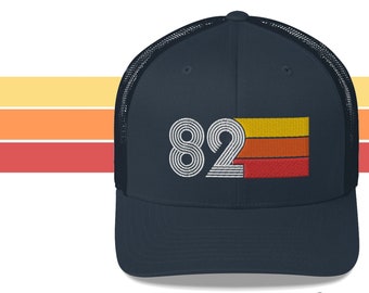 82 - 1982 Retro Trucker Hat for Men Women - Custom Embroidery - Birthday Hat for Him or Her