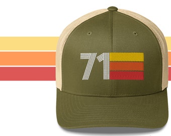 71 - 1971 Retro Trucker Hat for Men Women - Custom Embroidery - Birthday Hat for Him or Her