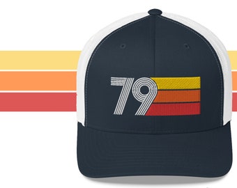 79 Retro 1979 Birthday Gift Hat Mens Womens Vintage Trucker Cap