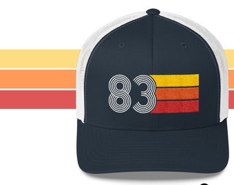 83 - 1983 Retro Trucker Hat for Men Women - Custom Embroidery - Birthday Hat for Him or Her
