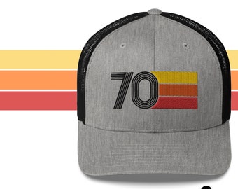 70 - 1970 Retro Trucker Hat for Men Women - Custom Embroidery - Birthday Hat for Him or Her