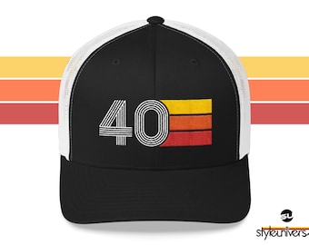 40th Birthday Trucker Hat: Embroidered Retro Style