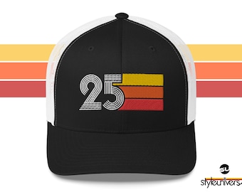 25 2025 Retro Birthday Gift Hat Mens Womens Vintage Trucker Cap