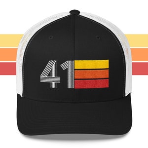 41 Number 41 - Retro Birthday Mens Womens Trucker Hat - Vintage Gift Idea