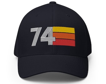 74 - 1974 Fitted Baseball Hat - Retro Birthday Cap Gift for Women and Men