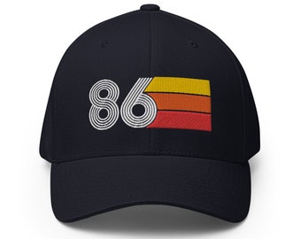 86 - 1986 Casquette de baseball ajustée - Rétro Cadeau casquette d’anniversaire pour les femmes et les hommes