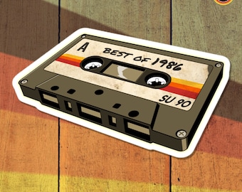 Retro 1986 Cassette Tape Sticker: Vintage Vinyl Decal