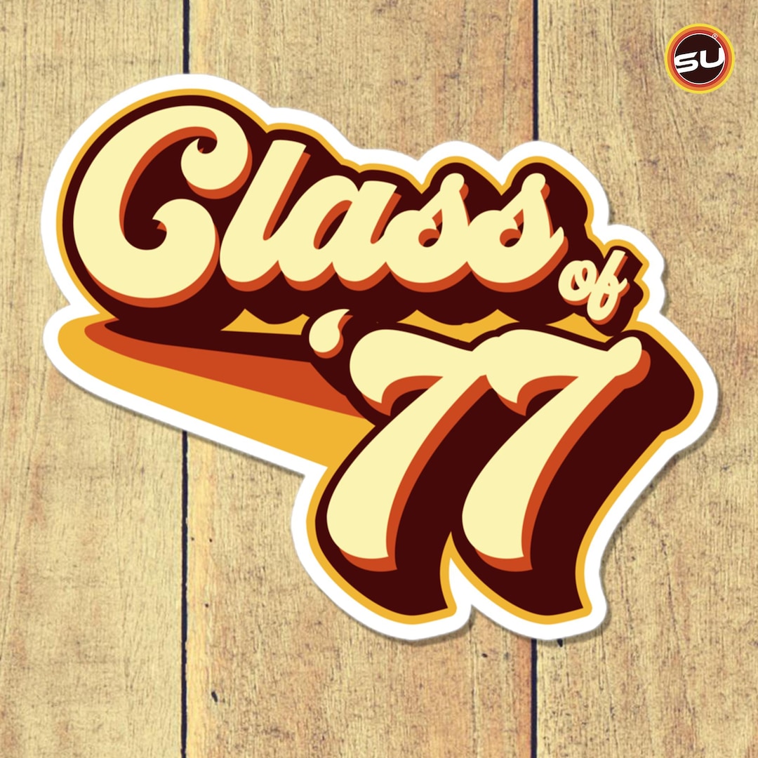 Class of 1977 Retro Vinyl Sticker - 70s Style Graduation Decal - Etsy