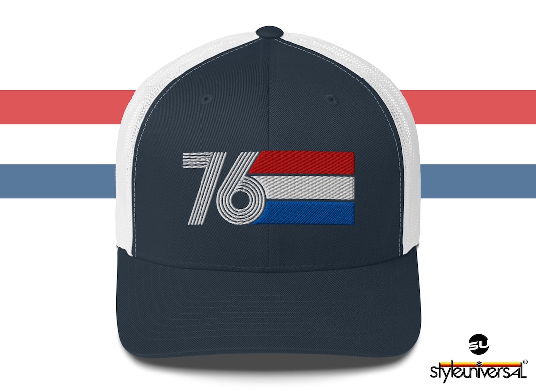 Vintage 1976 Era Patriotic Red White Blue Hat 1976 American Bicentennial Retro Foam Trucker Hat – Bygone Brand main image 3