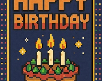 8-Bit Pixel Animation Happy Birthday E-Card with Audio (Digital Download)