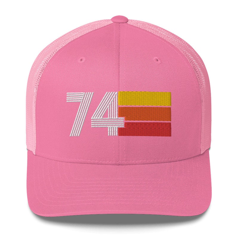 74 50th Birthday Gift for Women Men 1974 Retro Trucker Hat for Men Women Custom Embroidery Birthday Hat for Him or Her Pink