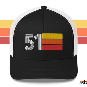 51 Retro 1951 Birthday Gift Hat Mens Womens Vintage Trucker Cap