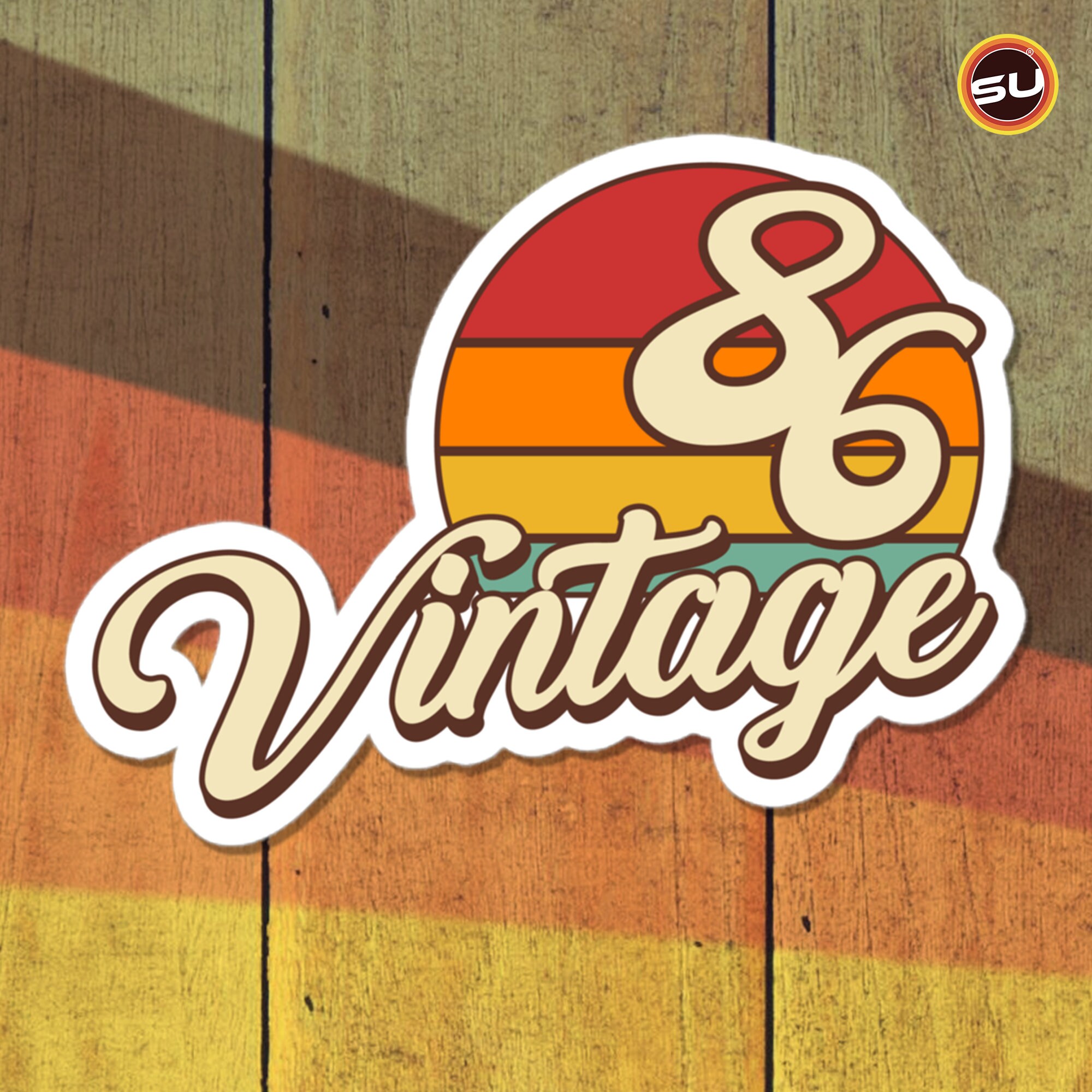 86 - Vintage Sunrise 1986 Retro Vinyl Bubble-free Stickers