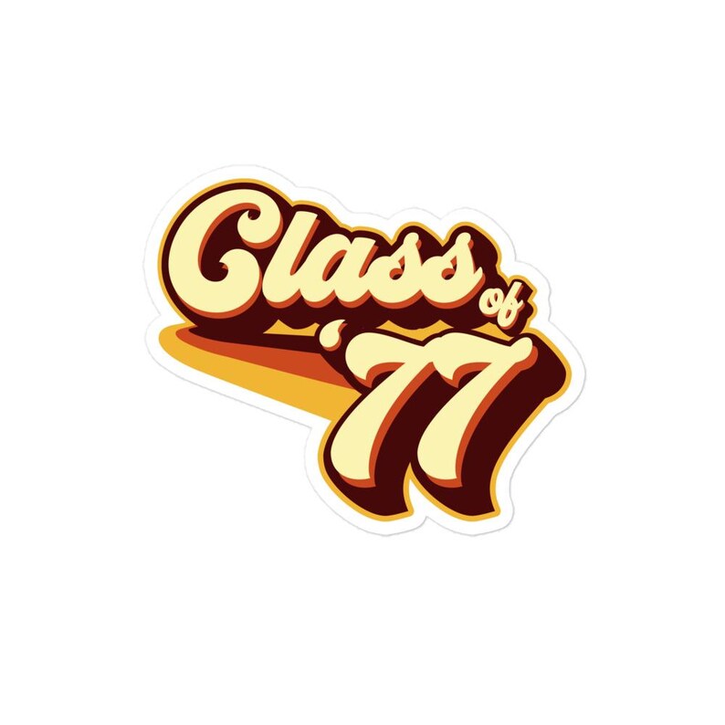 Class of 1977 Retro Vinyl Sticker - 70s Style Graduation Decal - Etsy