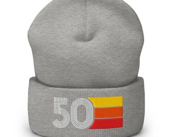 50 - 50th Birthday Gift Idea Retro Cuffed Beanie