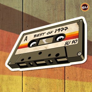 77 - Lo mejor de 1977 - Pegatinas de vinilo de cinta de cassette retro