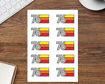 76 - 1976 Retro Birthday Sticker sheet