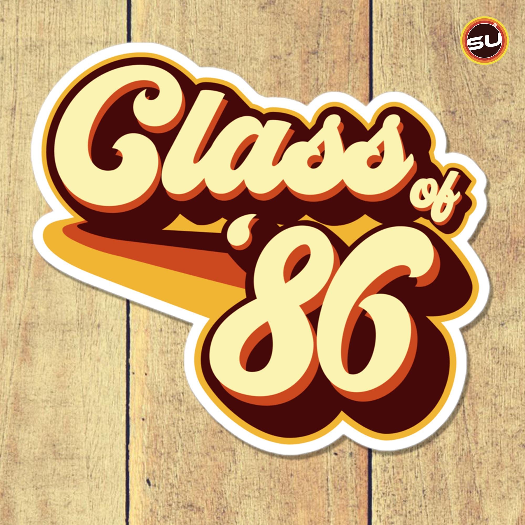 Class of 1986 Retro Sticker – 70s 80s Style Graduation Decal – Vintage Class Reunion Gift – Die Cut Vinyl Sticker
