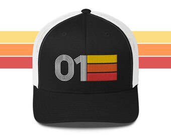 01 Retro 2001  Birthday Mens Womens Trucker Cap