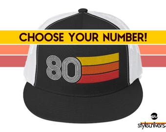 Retro Birthday Year Classic Flat Bill Trucker Cap