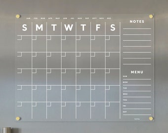 Custom Magnetic Acrylic Fridge Calendar | Dry Erase Fridge Organizer | Clear Acrylic Kitchen Calendar | Durable Magnetic Family Planner