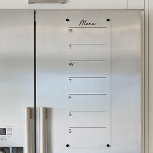 Magnetic Acrylic Weekly Dry Erase Fridge Calendar | Clear Ghost-Free Kitchen Planner | Family Organizer Board | Custom Magnetic Acrylic