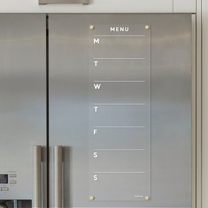 Tableau de menu hebdomadaire magnétique en acrylique | Calendrier effaçable à sec pour réfrigérateur | Organiseur de cuisine sans fantôme | Conseil de planification des repas familiaux