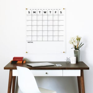 Grote acrylwandkalender, meerdere maten | Minimalistische, droog uitwisbare maandkalender 2025 | Doorzichtige acrylplanner voor keuken of bijkeuken