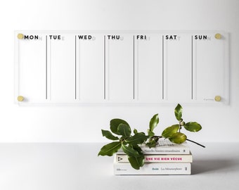 Klarer Acryl-Wochenkalender | Nicht färbende, trocken abwischbare Tafel | Minimalistischer wiederverwendbarer Planer | Acryl Planer für Zuhause | Langlebige Wanddekoration