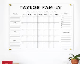Familienkommando | Wandkalender aus Acryl mit polierten Kanten | Monatsplaner To-Do Liste Haushaltsplan | Personalisierter Familienplaner