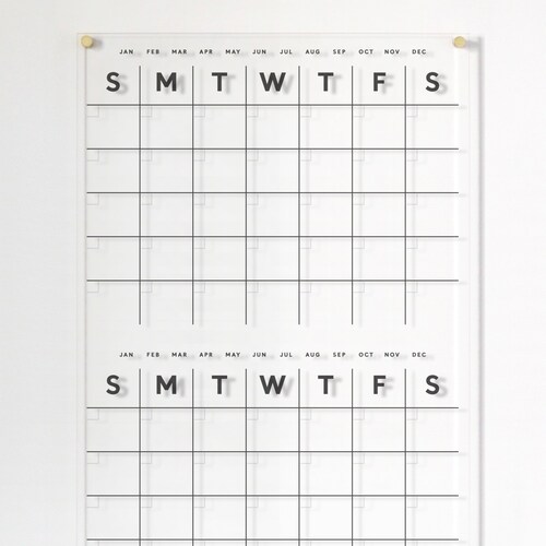 Acrylic Calendar 2 MONTHS Dry Erase Calendar for Wall Etsy