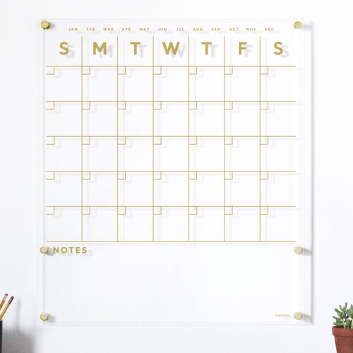 Dry Erase Calendar GOLD Acrylic Calendar for Wall Etsy