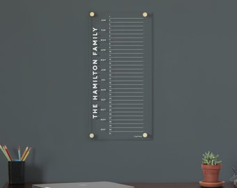 Personalisierbarer Acryl-Kalender mit weißem Text | Trocken abwischbares Wanddekor | Eleganter Wandkalender aus Acryl für die Organisation zu Hause
