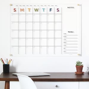 Aangepaste acryl muurkalender aardetinten regenboog | Doorzichtige, droog uitwisbare kalender met gepolijste randen | Gepersonaliseerde gezinsorganizer