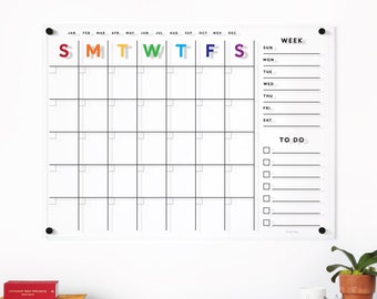 Acrylic Calendar RAINBOW!  - CUSTOMIZABLE - Dry Erase Calendar for wall