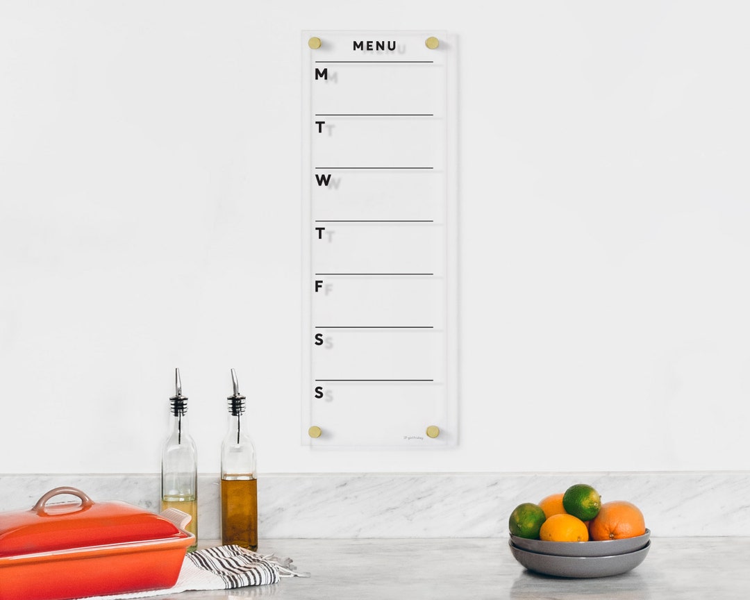 Vertical Weekly Acrylic Menu Board for Wall Clear Dry Erase Board