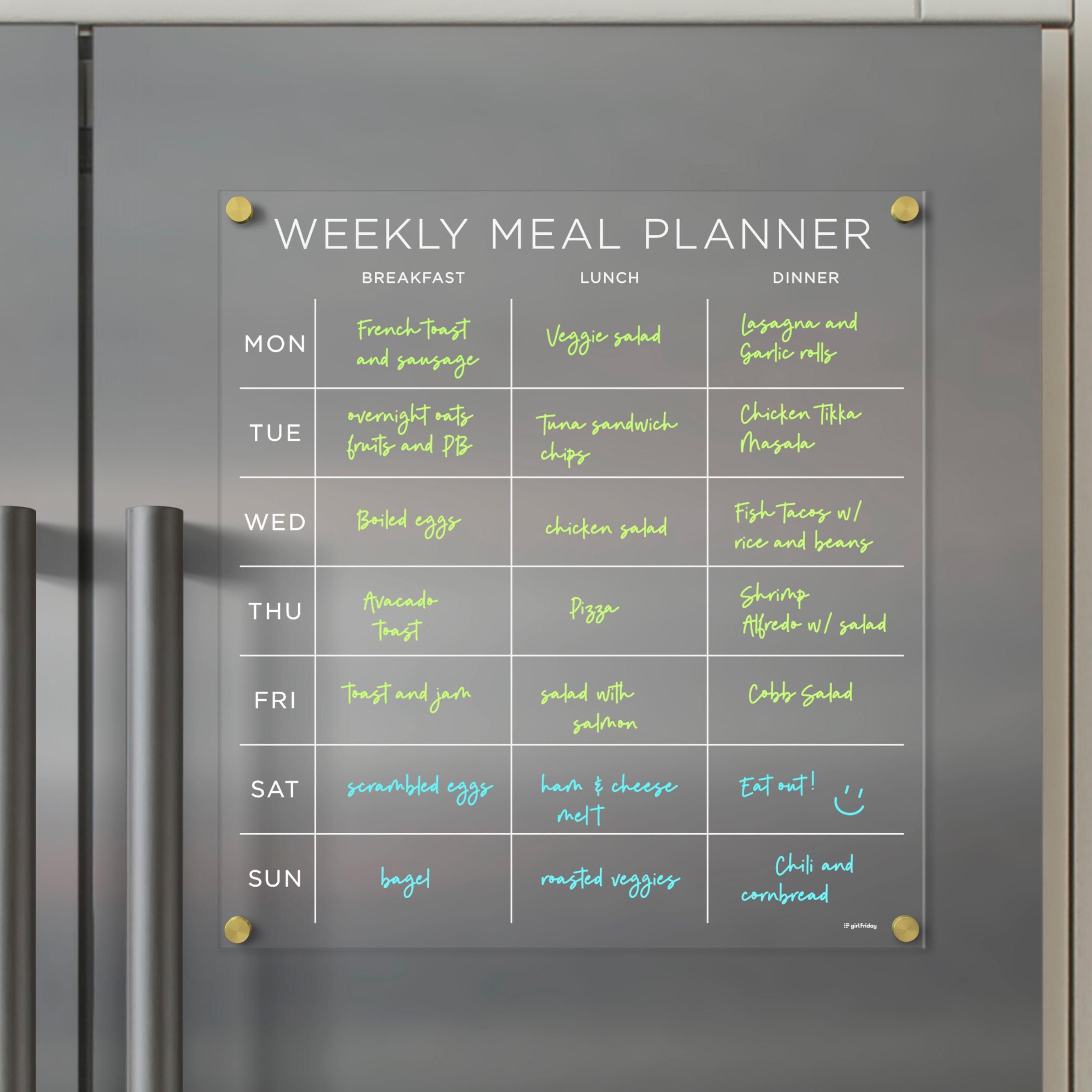 FRIDGE Weekly Meal Planner Acrylic Wet and Dry Erase — free download