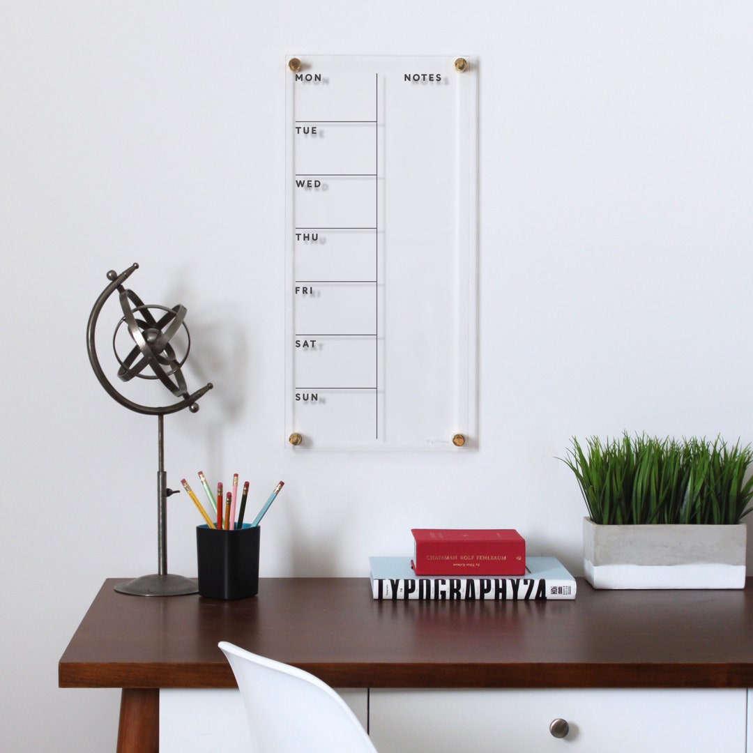 DISCOUNTED Acrylic Calendar | Dry Erase Lucite Calendar With Wet Erase ...