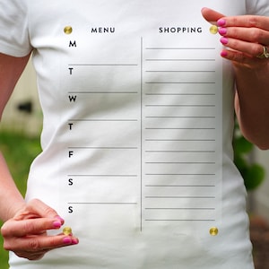 Magnetic Acrylic FRIDGE Menu & Shopping List | Dry Erase Board | Meal Planner Grocery List Organizer | Clear Acrylic Kitchen Command Center