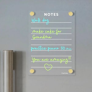 Customizable Magnetic Acrylic Dry Erase Calendar | Fridge To Do List | Shopping List | Notes Board | Small 5&quot;x7&quot; Clear Acrylic | Ghost-Free