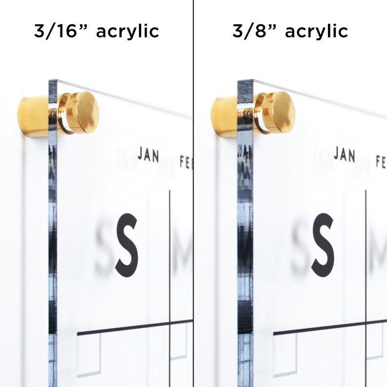 Acrylic Calendar with side notes Dry Erase Calendar for wall WHITE TEXT Lucite Calendar image 4