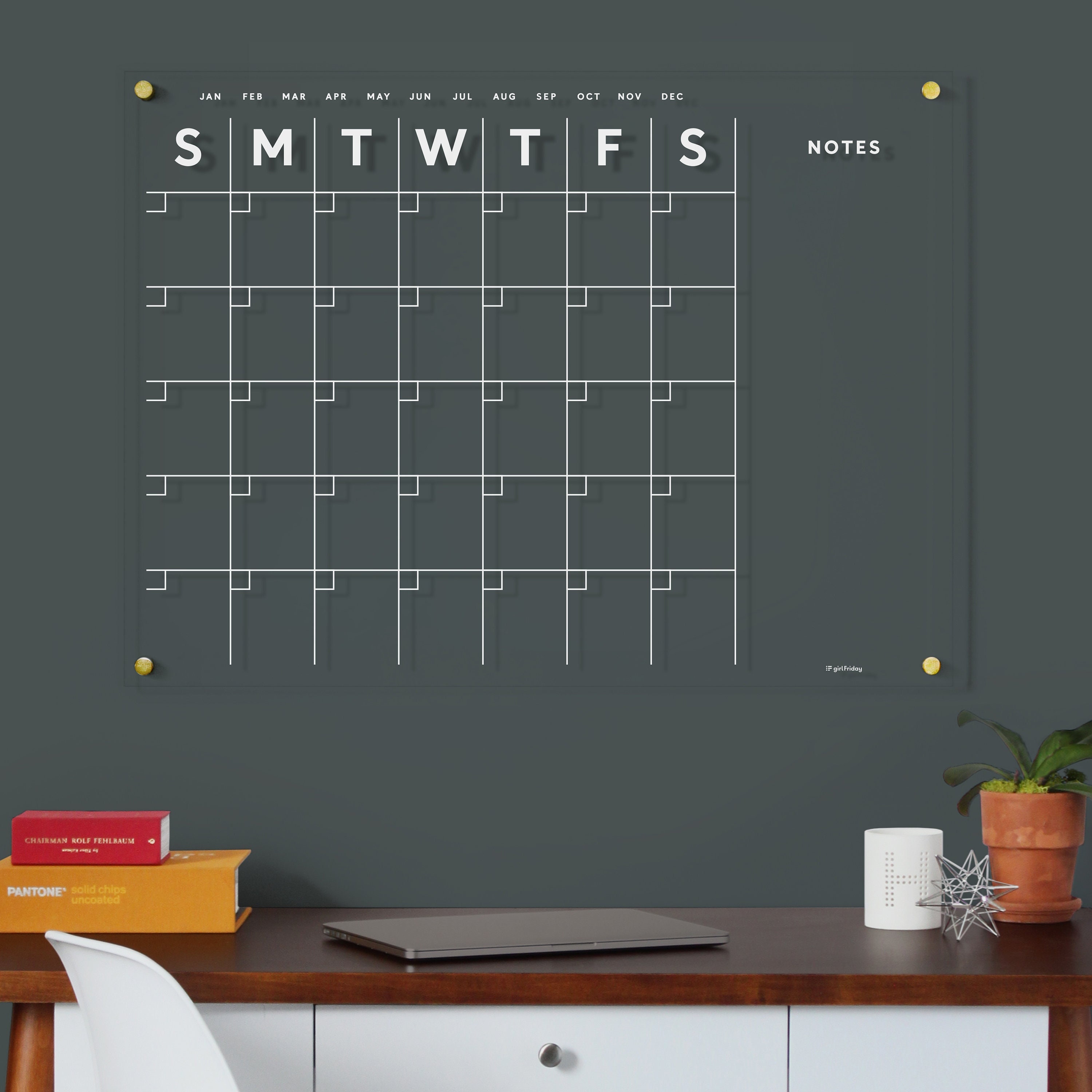 acrylic calendar with side notes dry erase calendar for wall etsy